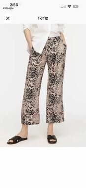 J.Crew Peyton High-Rise Leopard Print Linen-Lyocell Blend Wide-Leg Cropped Pants